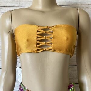 Zaful Mustard Yellow Bandeau Bikini Top Size S NWT